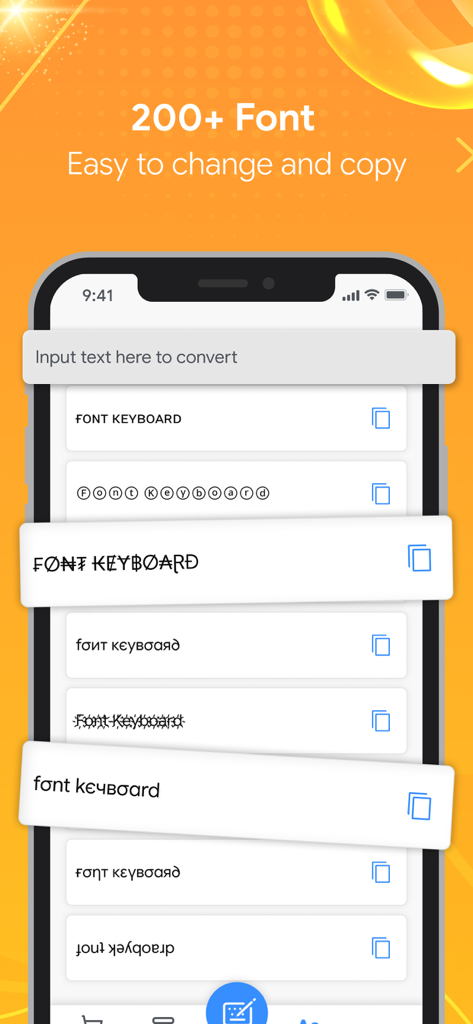 Led Color Keyboard - SnapKey - 키보드 사용자 지정을 위한 다양한 세련되고 장식적인 글꼴 옵션을 보여주는 모바일 앱 인터페이스