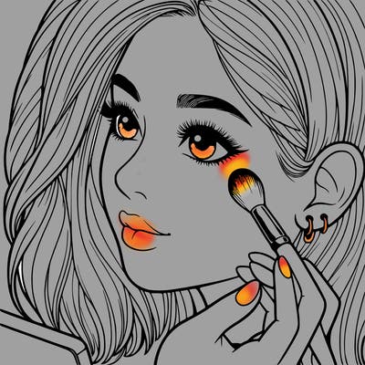 a realistic girl doing her makeup