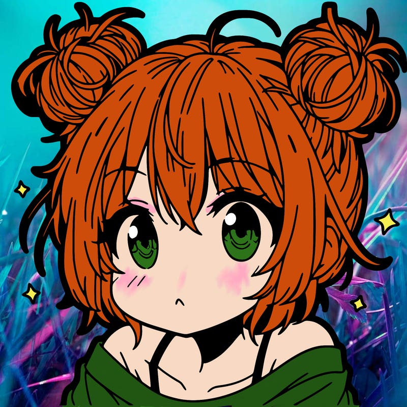 a manga girl with messy small buns