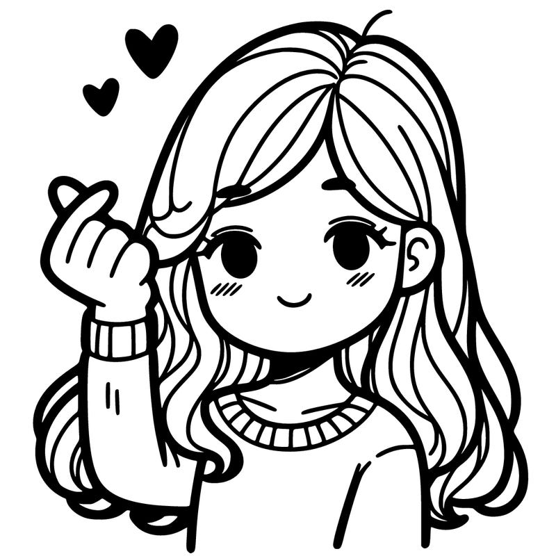 girl hand making hart with thumb and index fingers