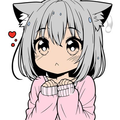 shy anime catgirl
