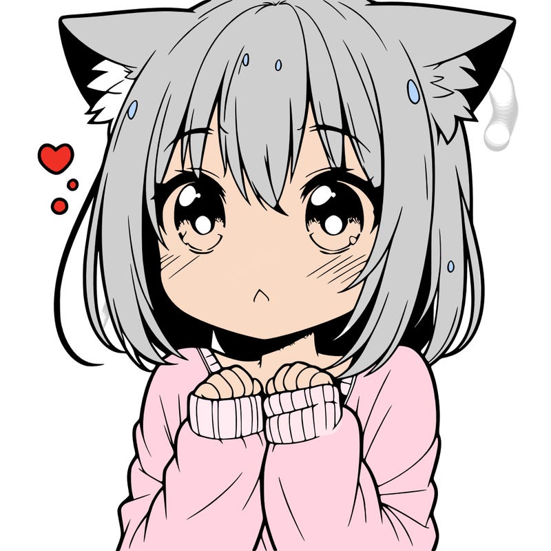 shy anime catgirl