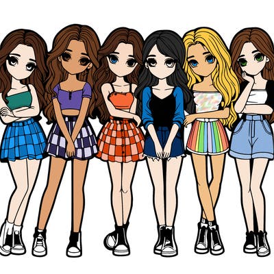 a group of girls realistic