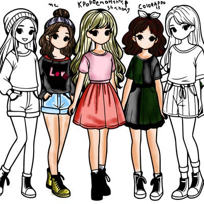 a group of five girls