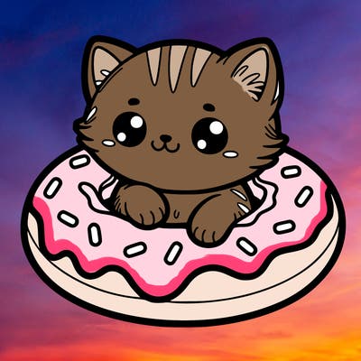 cute kitten in a doughnut