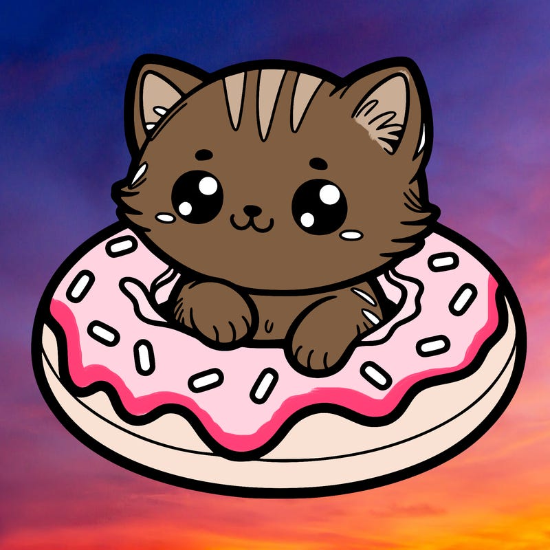 cute kitten in a doughnut