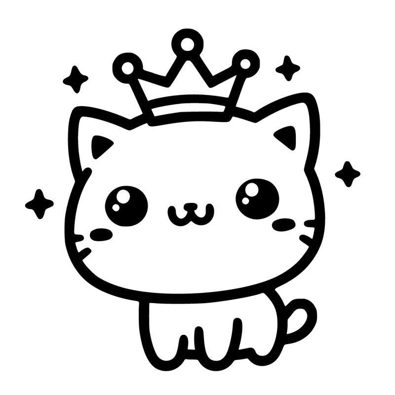 kawaii cat with crown