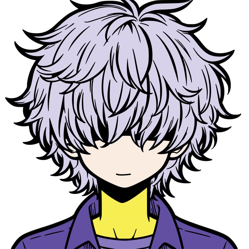 manga boy fluffy hair covering his eyes