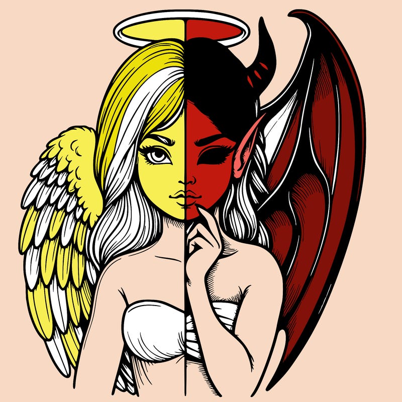 realistic angel half demon