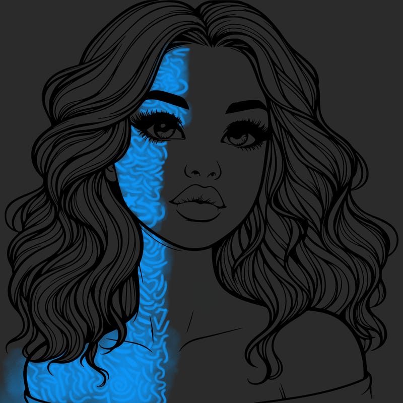 realistic girl with wavy hair and lips