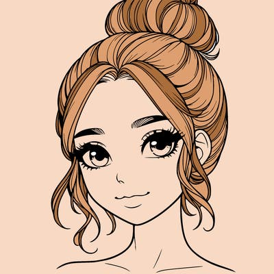 realistic pretty girl with hair in bun