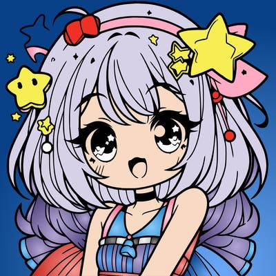 cute anime girl with star accessories