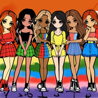 a group of girls realistic