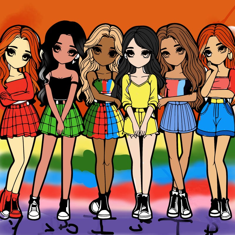 a group of girls realistic