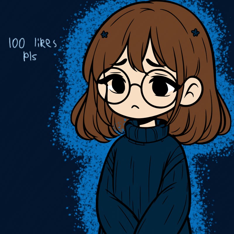 sad girl with glasses in a sweater