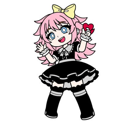 gacha life character girl with wide eyes and a smile