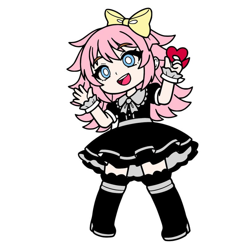 gacha life character girl with wide eyes and a smile