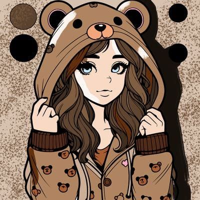 realistic girl in a animal pjs hoodie
