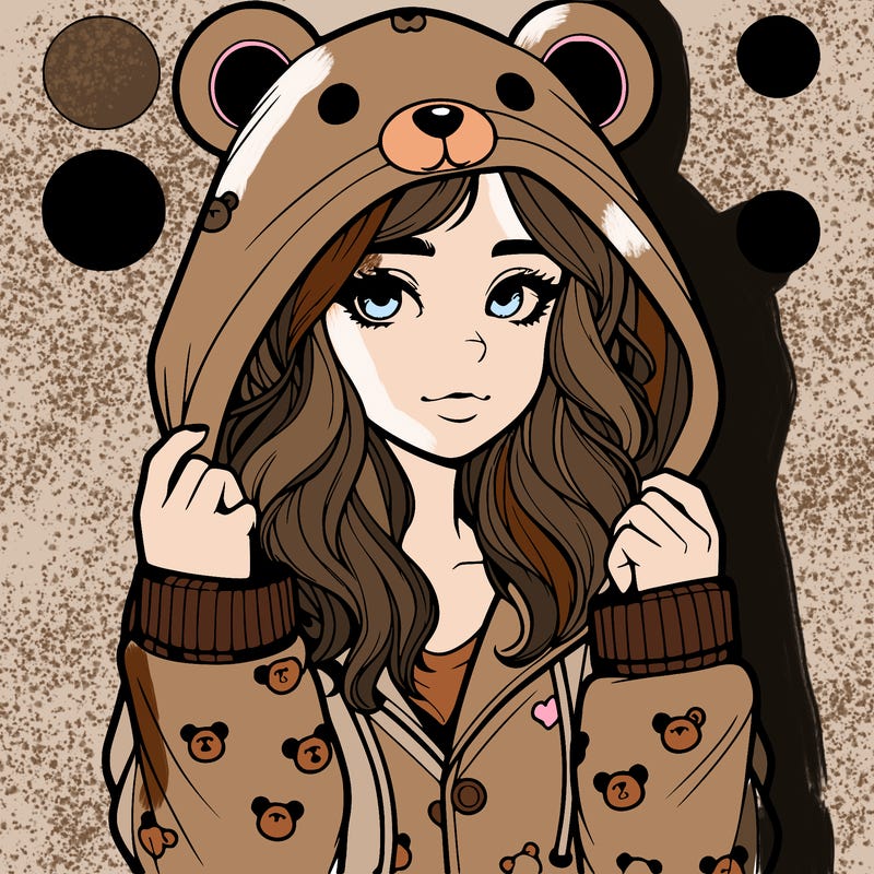 realistic girl in a animal pjs hoodie