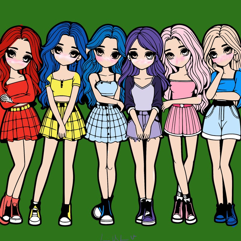 a group of girls realistic