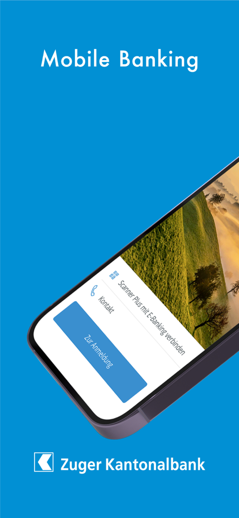 ZugerKB Mobile Banking - Login screen of the ZugerKB mobile banking app