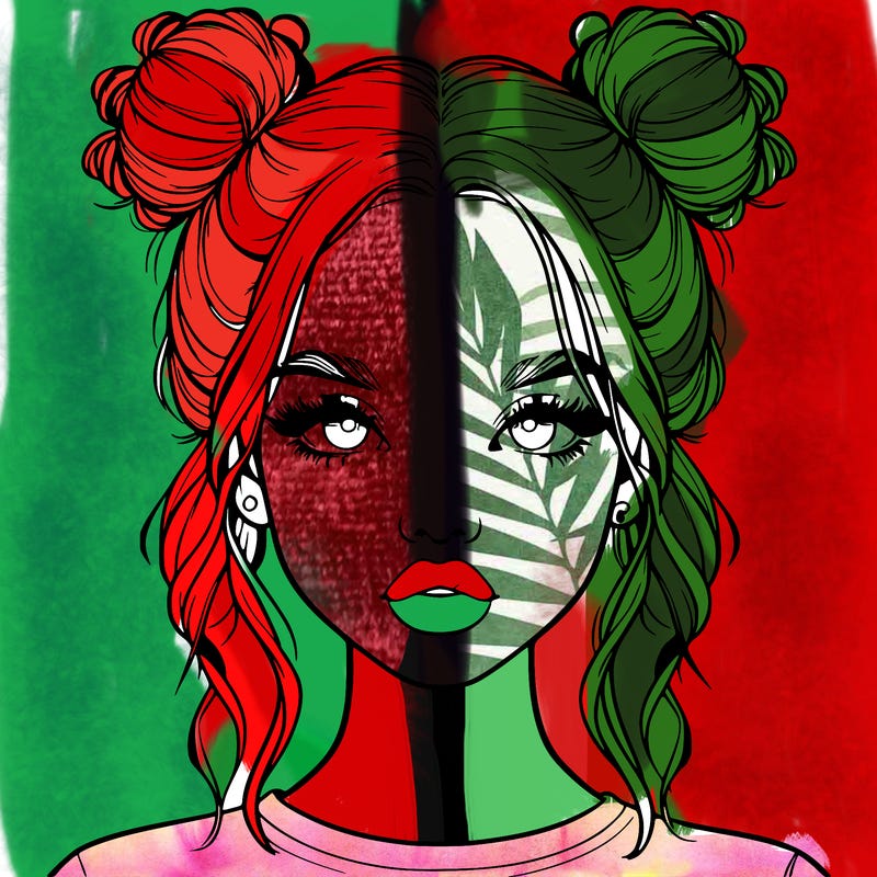 realistic girl with two buns in hair and lips