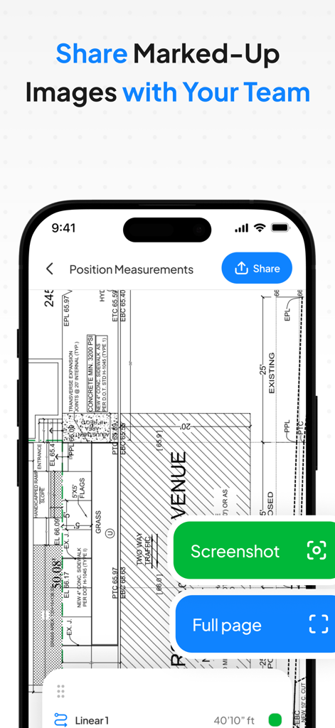 Planformer – Smart Takeoffs - Interface showing options to share marked-up blueprints with team members