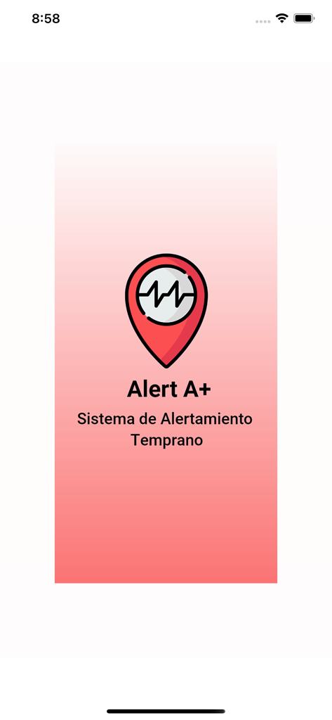 Splash screen of Alert A+ early warning system app for seismic activity