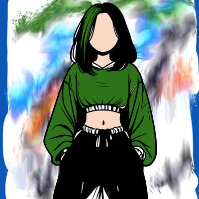 realistic girl faceless with baggy pants and a crop top