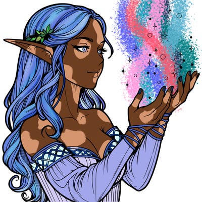 realistic elf girl doing magic