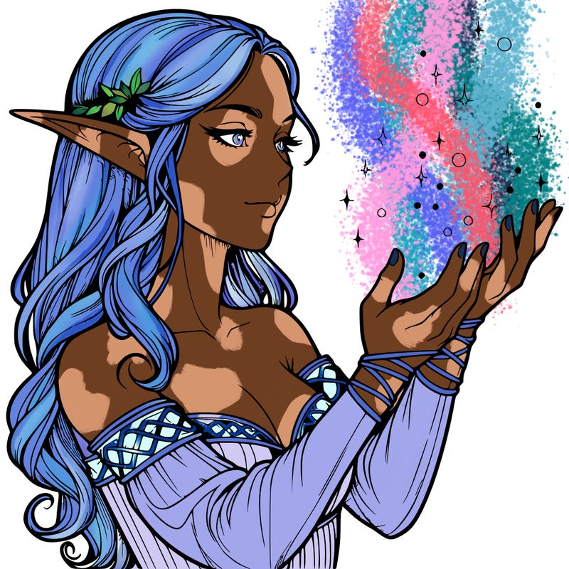 realistic elf girl doing magic