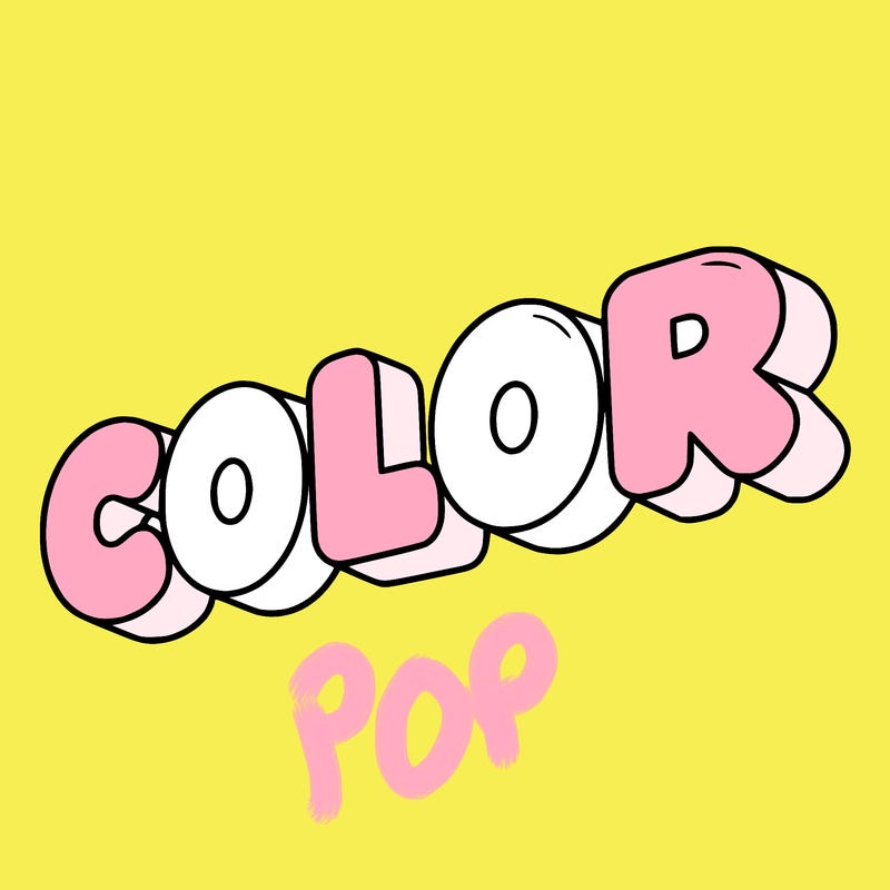 a sign that says color in bubble writing