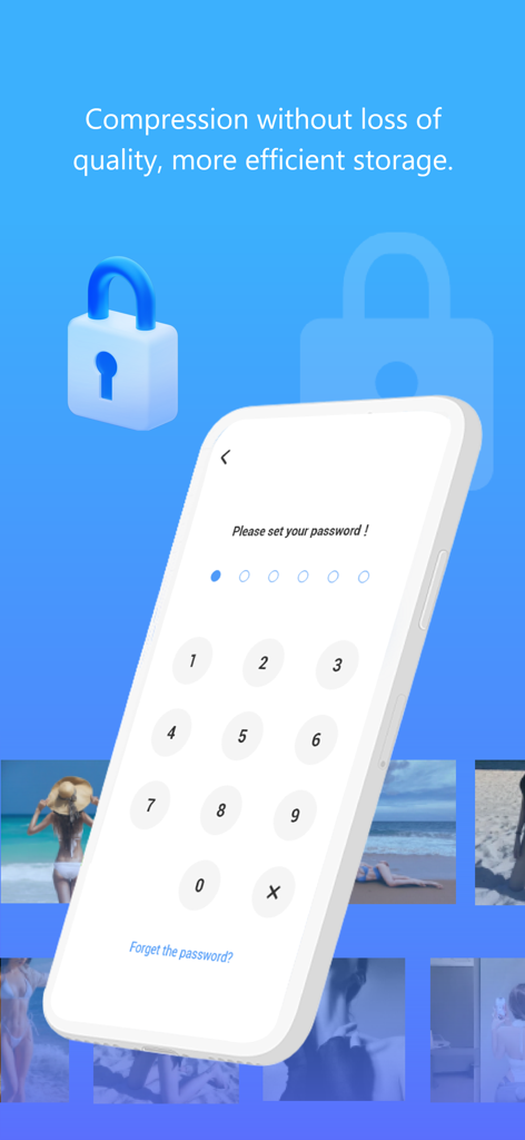 Pantalla de configuración de contraseña para el álbum de privacidad seguro en Flash Cleaner