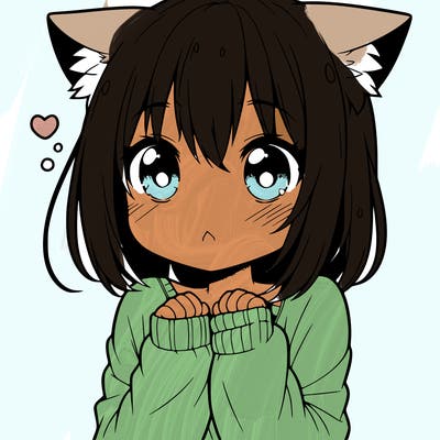 shy anime catgirl