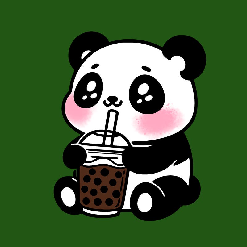panda drinking boba