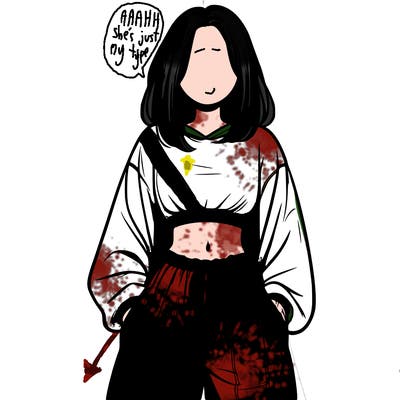 realistic girl faceless with baggy pants and a crop top