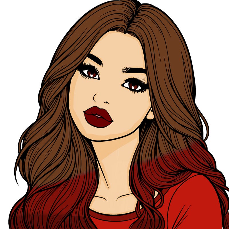 realistic girl with hair on her hair and lips