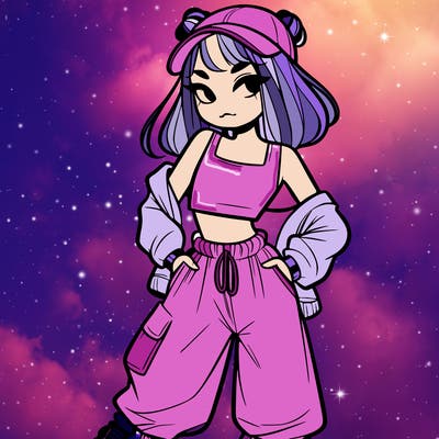 girl in crop top and baggy pants