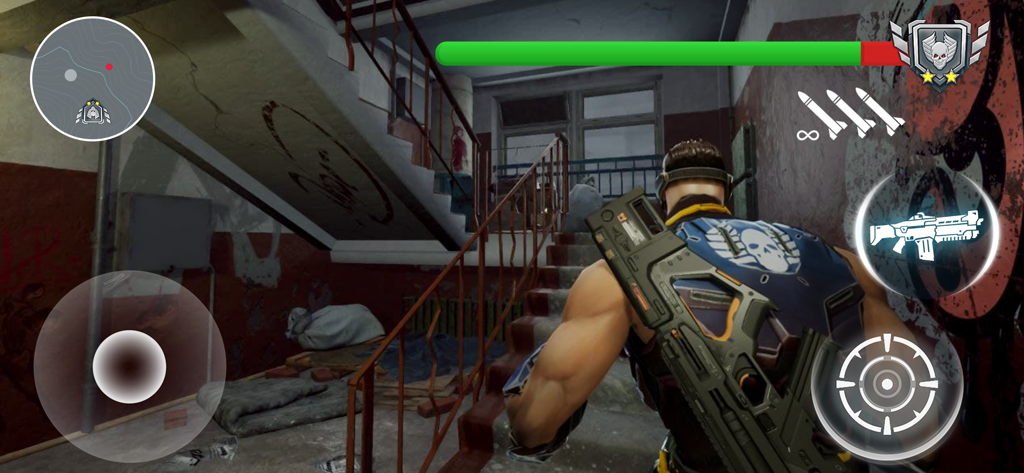 Evolution 2: Battle for Utopia - Third person shooter gameplay in Evolution 2 showing character and user interface in a post apocalyptic setting