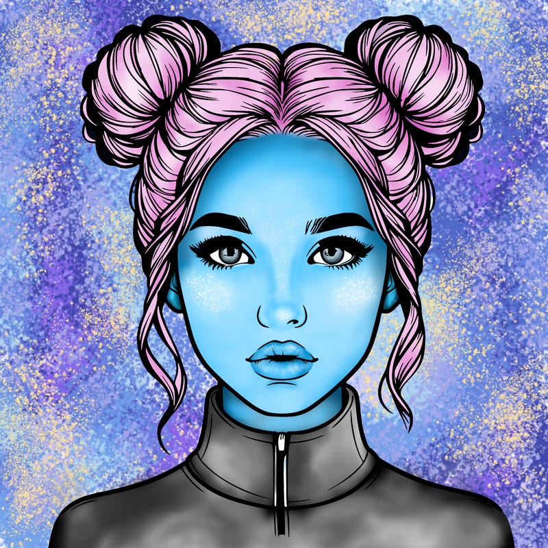 realistic woman that has space buns