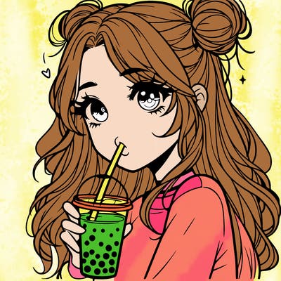 pretty realistic girl drinking boba