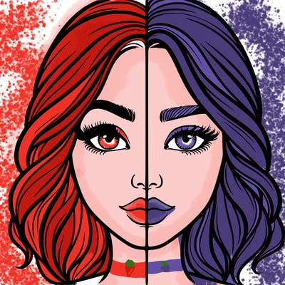 realistic girl split half