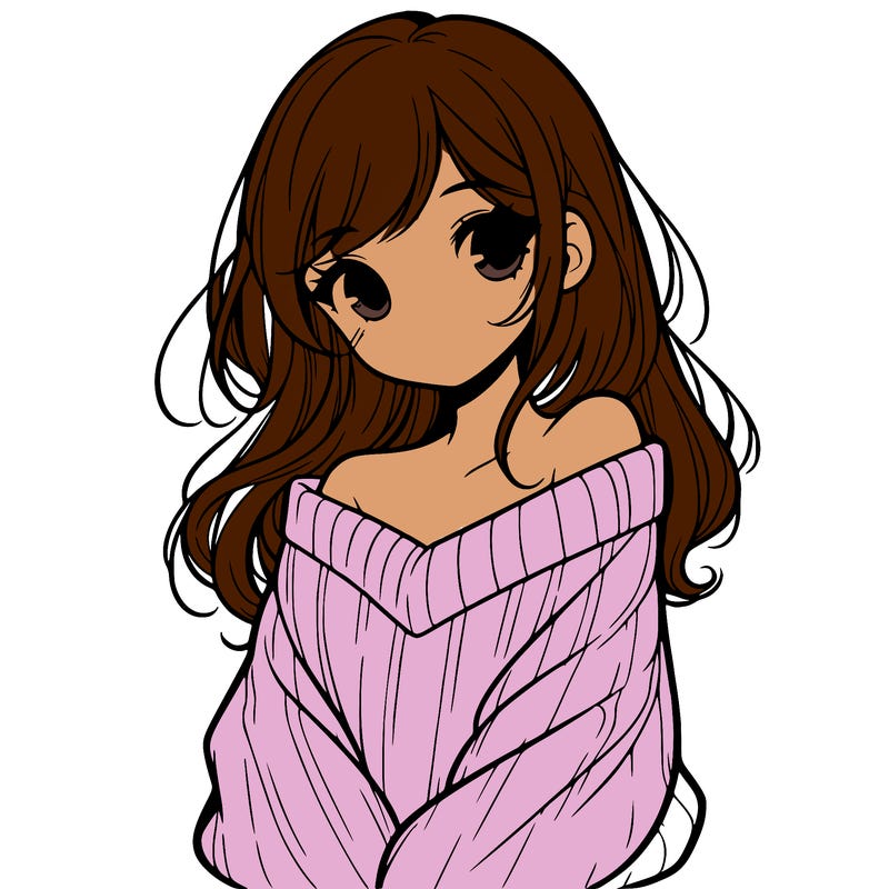 shy pretty girl wearing a sweater that is falling off one shoulder portrait