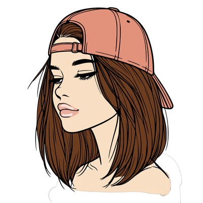 realistic  girl with a backwards hat