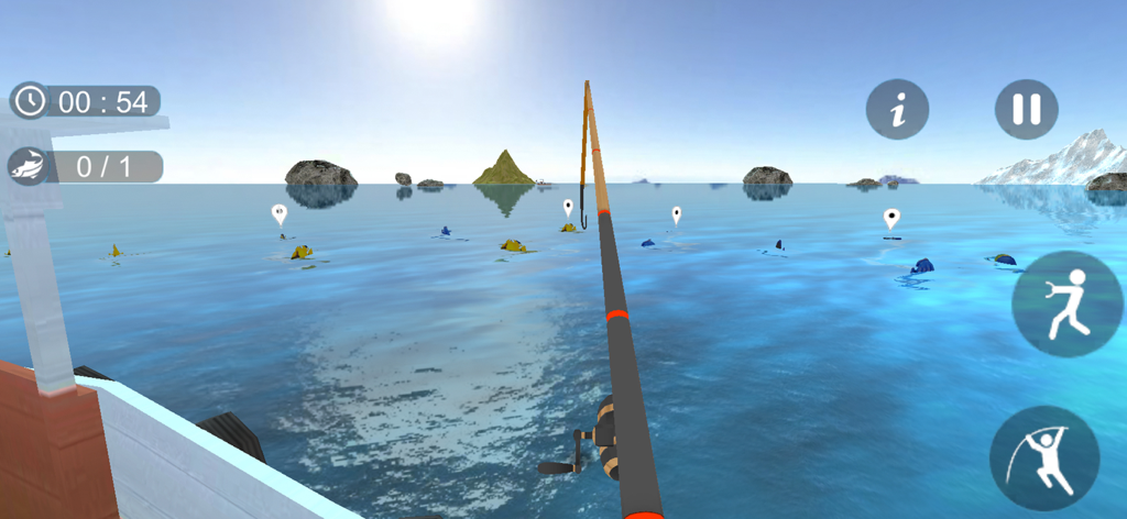 Fishing Simulator clash games - First person view of fishing in a blocky world simulator