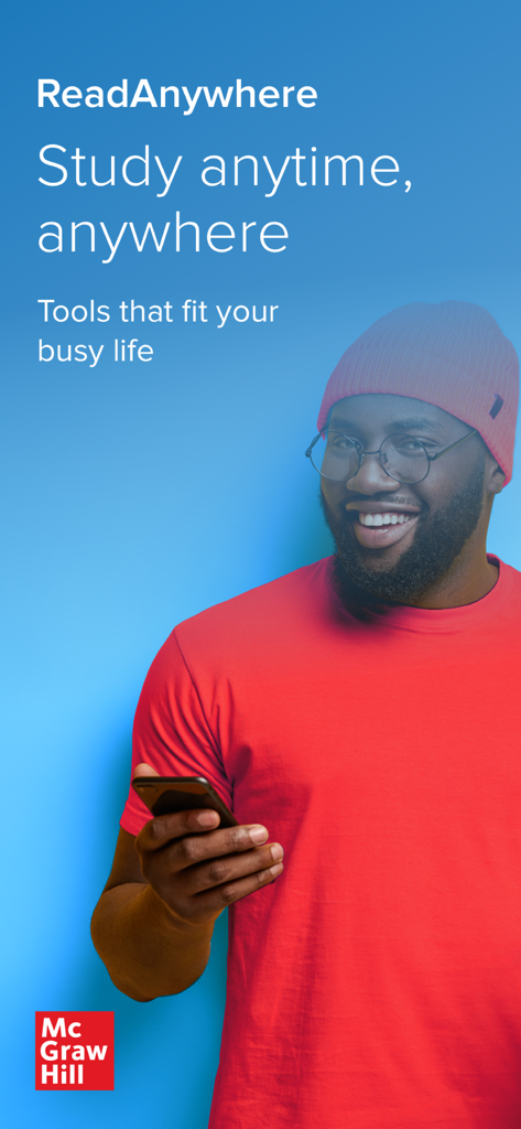 ReadAnywhere - Una estudiante sonriente usando la aplicación ReadAnywhere en un smartphone