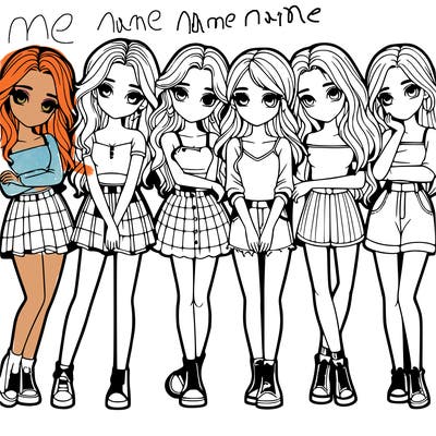 a group of girls realistic