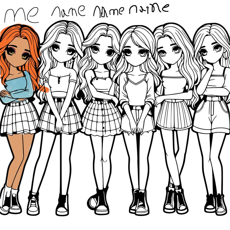 a group of girls realistic