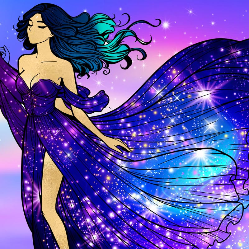 realistic woman in dress flowing the the wind