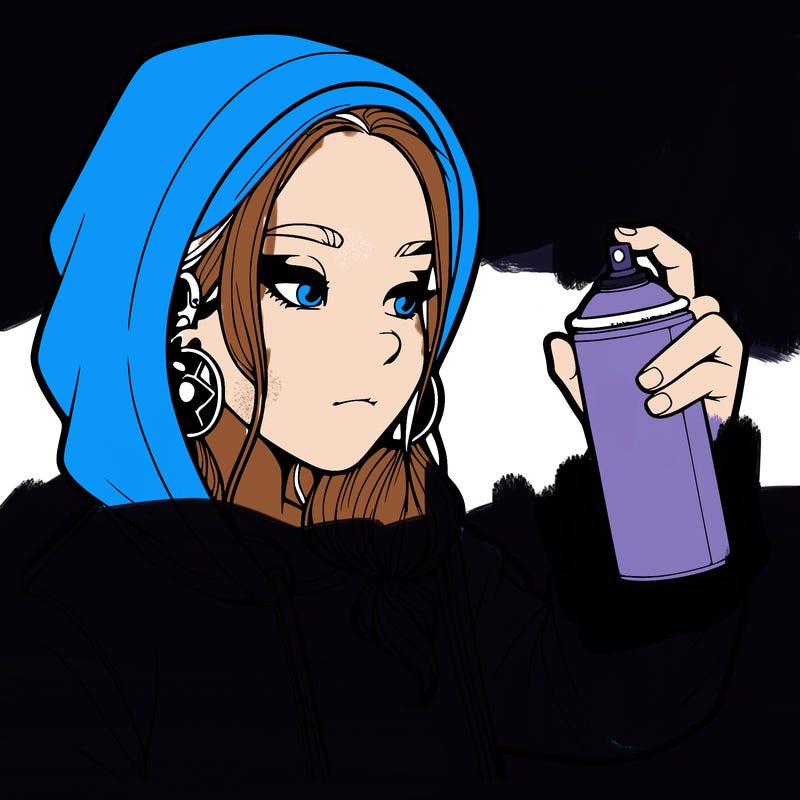 a realistic girl, spray painting